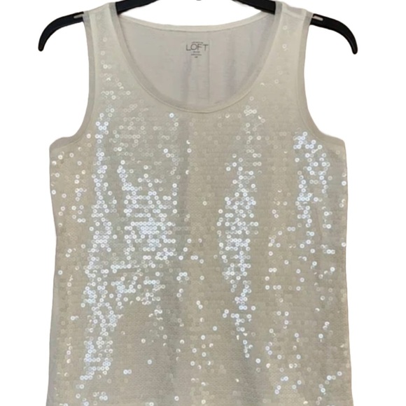 NWOT LOFT Cream Sequined Tank Size S - Picture 6 of 9